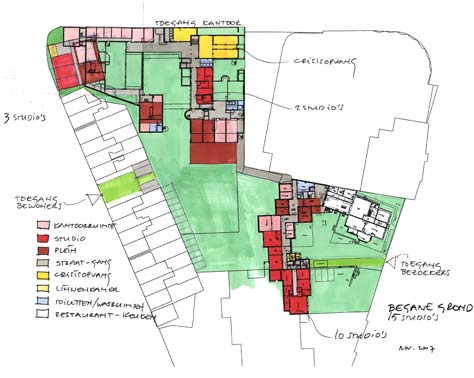 Schets der layout van het terrein